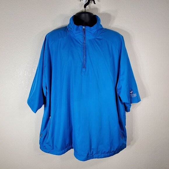 Mens XL Blue Half-Zip Short Sleeve Jacket Windbreaker Western Skies Golf Club - Picture 9 of 16